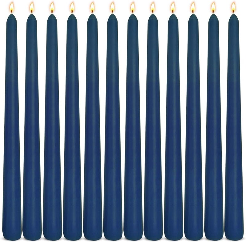 Sihuida 12-Pack Navy Blue Taper Candles, 10 Inch Unscented Dripless Candlesticks, Long-Lasting Burn Time of 7-8 Hours, Perfect for Home Décor Dinner Party Meditation - Image 1